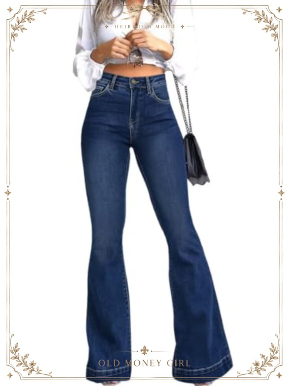 High Waisted Bell Bottom Flare Jeans Butt Lifting Stretch Denim